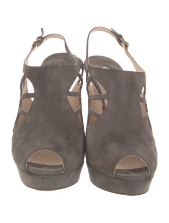 Prada Suede Cutout Accent Slingback Pumps