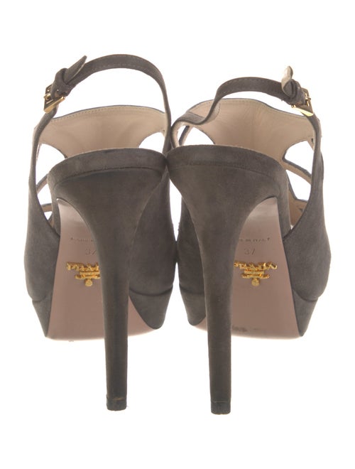 Prada Suede Cutout Accent Slingback Pumps