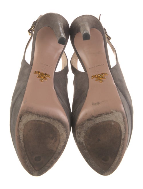Prada Suede Cutout Accent Slingback Pumps