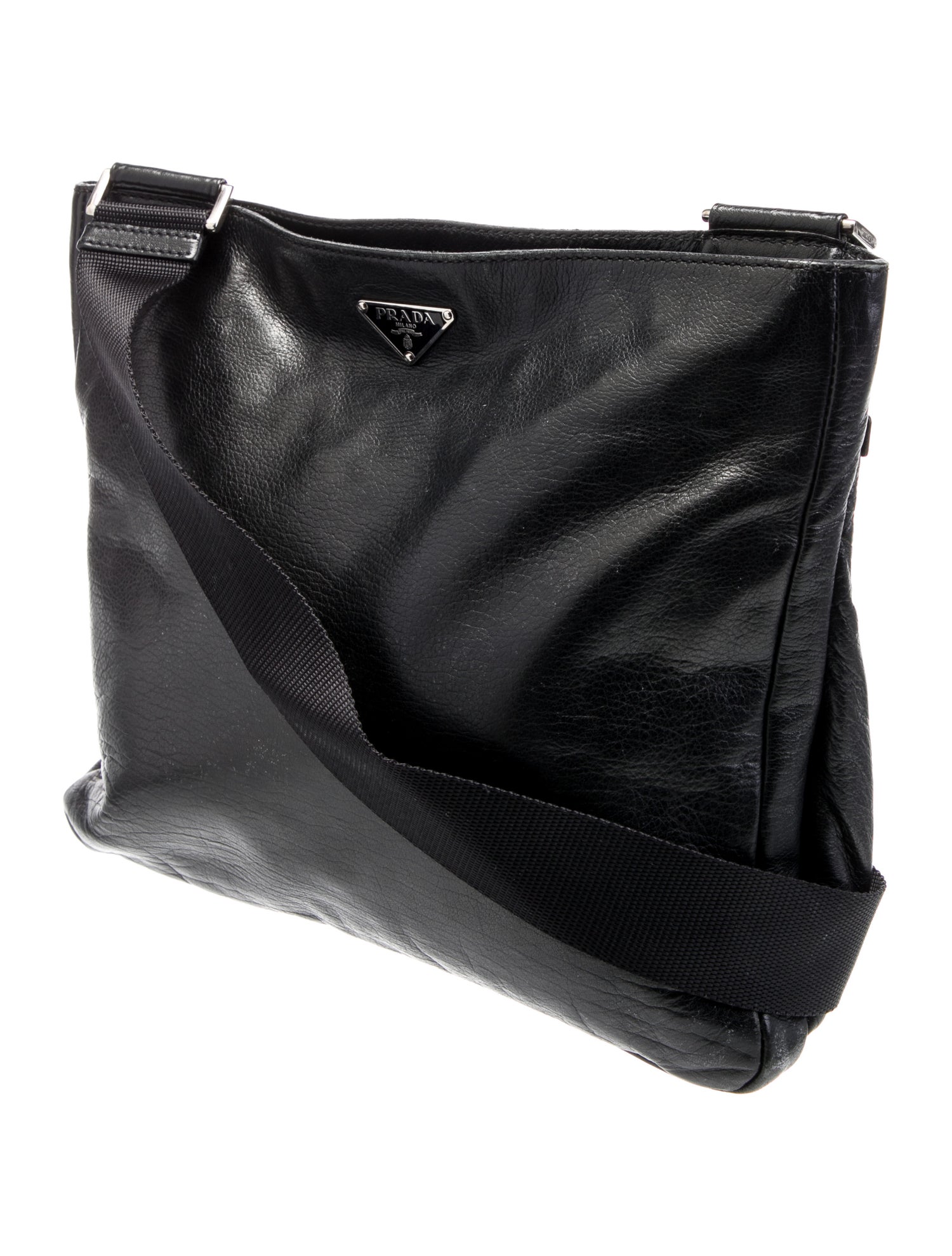 Prada Enameled Metal Triangle Bufalo