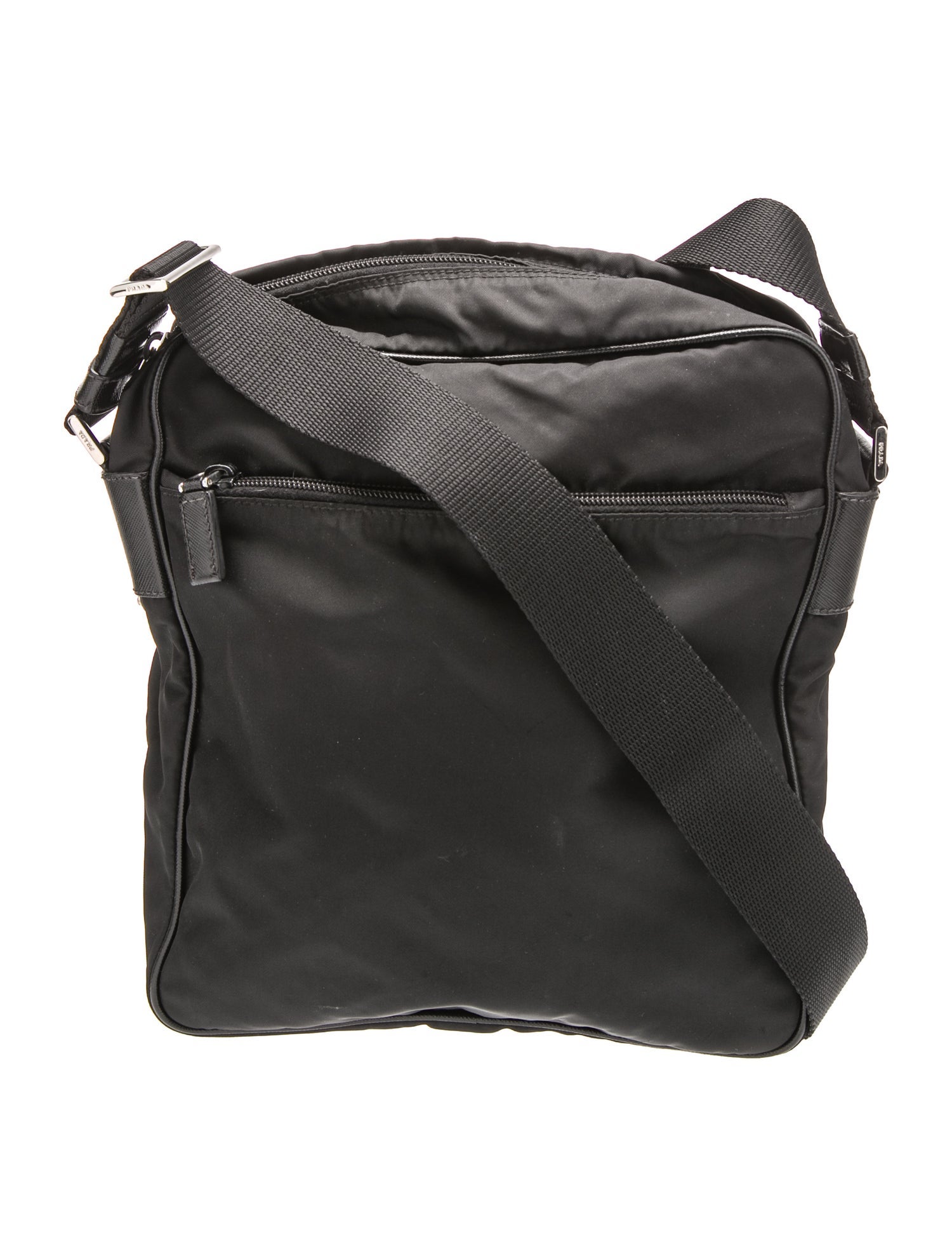 Prada Enameled Metal Triangle Messenger Bag