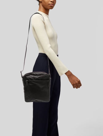 Prada Enameled Metal Triangle Messenger Bag