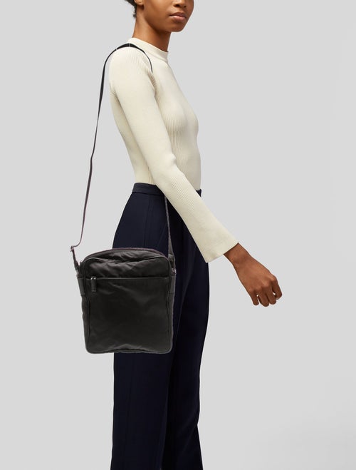 Prada Enameled Metal Triangle Messenger Bag