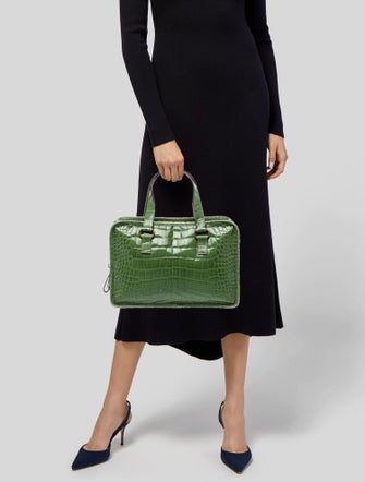 Prada Embossed Leather Top Handle Bag