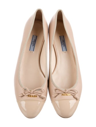 Prada Leather Bow Accents Ballet Flats
