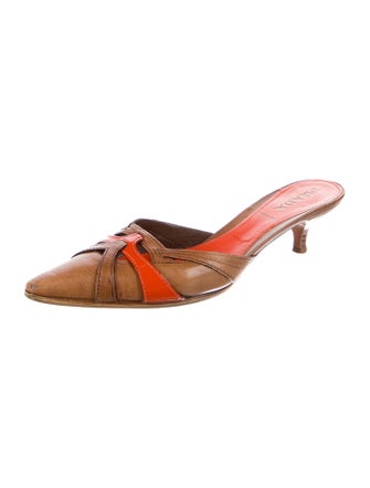 Prada Leather Colorblock Pattern Mules