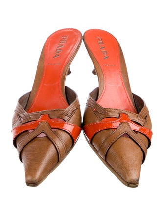 Prada Leather Colorblock Pattern Mules
