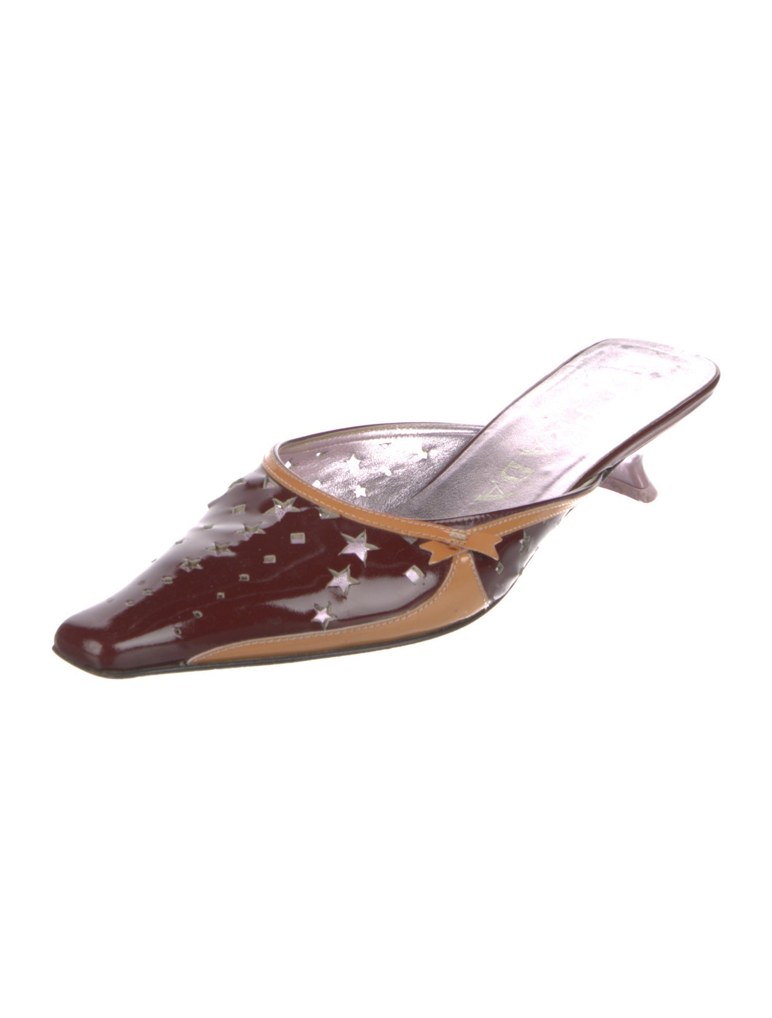 Prada Patent Leather Colorblock Pattern Mules