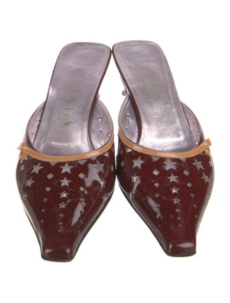 Prada Patent Leather Colorblock Pattern Mules