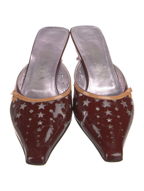 Prada Patent Leather Colorblock Pattern Mules