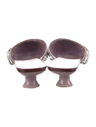 Prada Patent Leather Colorblock Pattern Mules