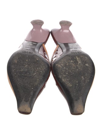 Prada Patent Leather Colorblock Pattern Mules