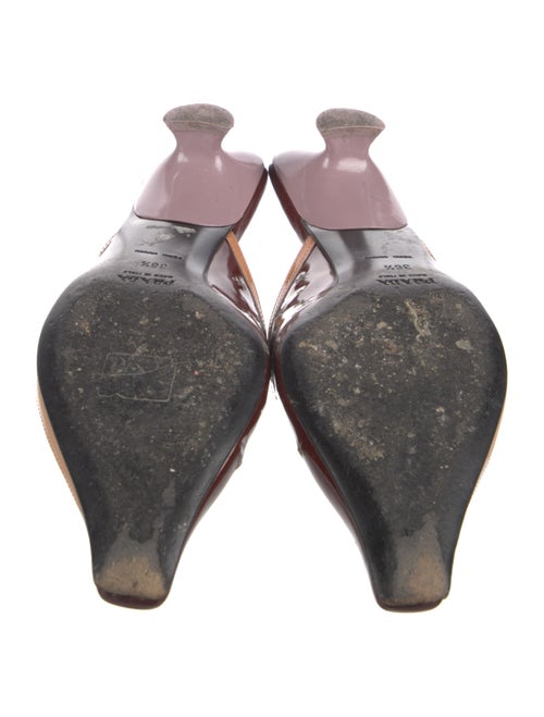 Prada Patent Leather Colorblock Pattern Mules
