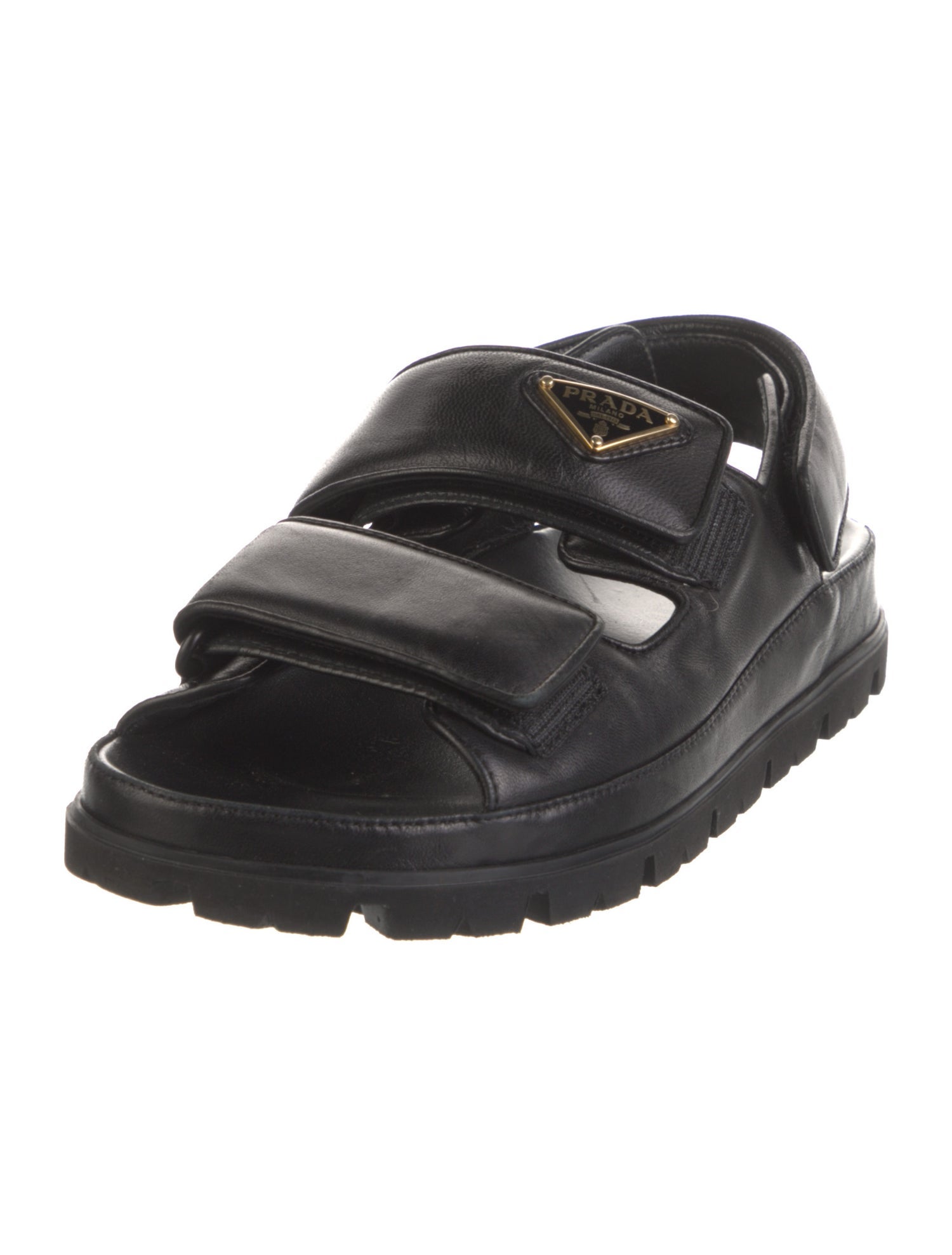 Prada Quilted Pattern Leather Slingback Sandals