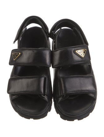 Prada Quilted Pattern Leather Slingback Sandals