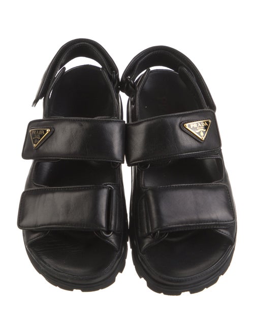 Prada Quilted Pattern Leather Slingback Sandals