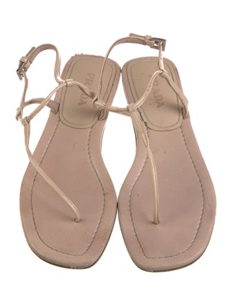 Prada Patent Leather T-Strap Sandals