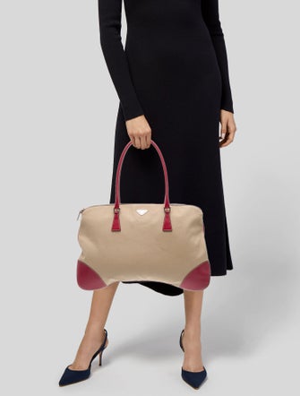 Prada Enameled Metal Triangle Tote