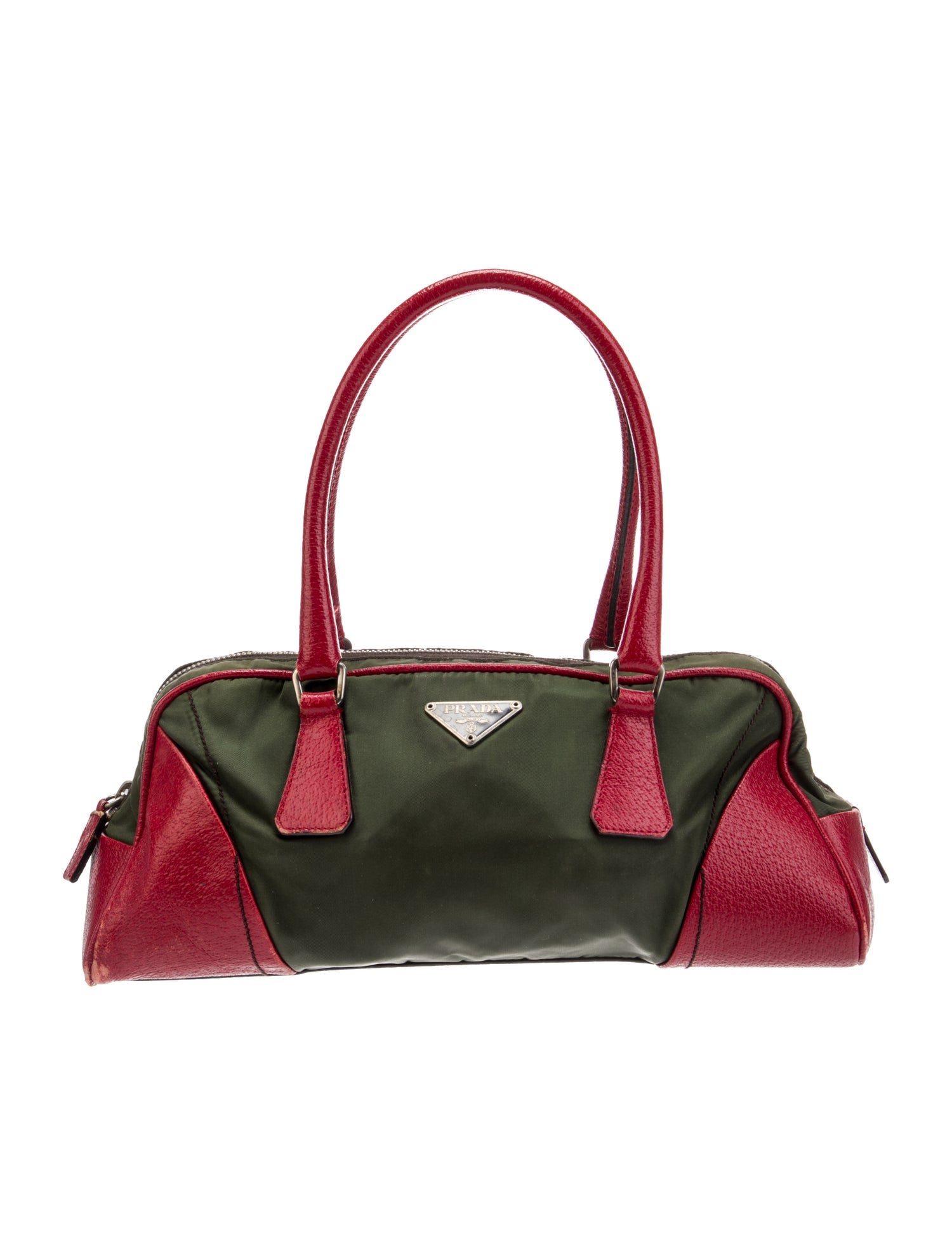 Prada Enameled Metal Triangle Bauletto