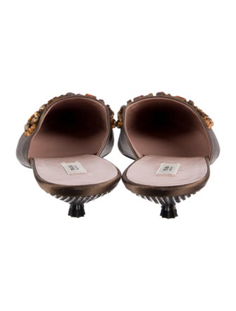 Prada Satin Crystal Embellishments Mules