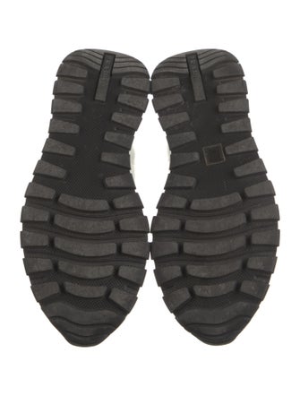 Prada Enameled Metal Triangle Leather Sneakers