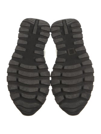 Prada Enameled Metal Triangle Leather Sneakers