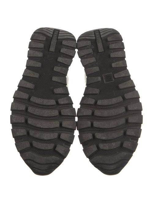 Prada Enameled Metal Triangle Leather Sneakers