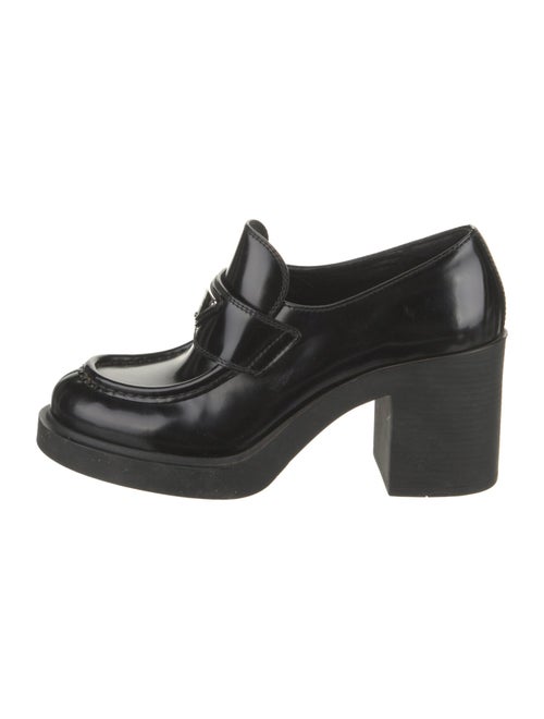 Prada Enameled Metal Triangle Patent Leather Pumps