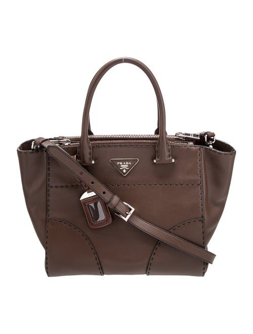 Prada Enameled Metal Triangle Twin Pocket