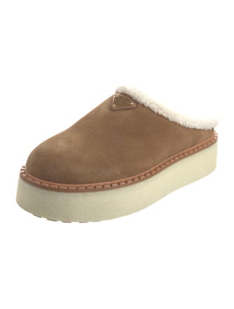 Prada Suede Fur Trim Mules