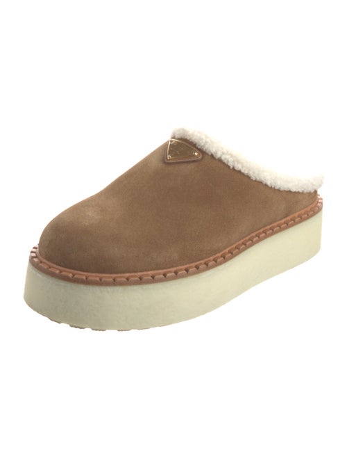 Prada Suede Fur Trim Mules