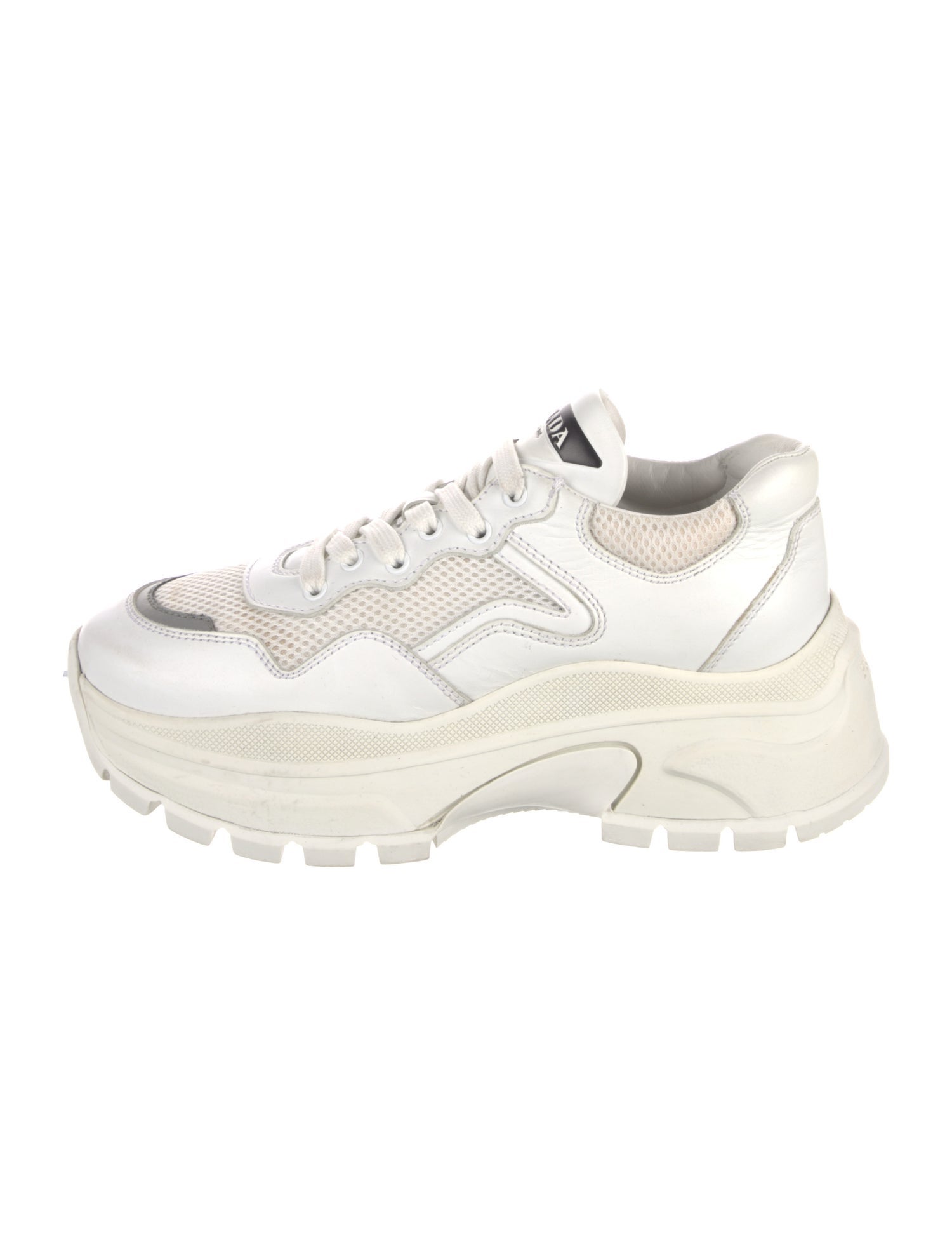Prada Leather Mesh Accents Chunky Sneakers