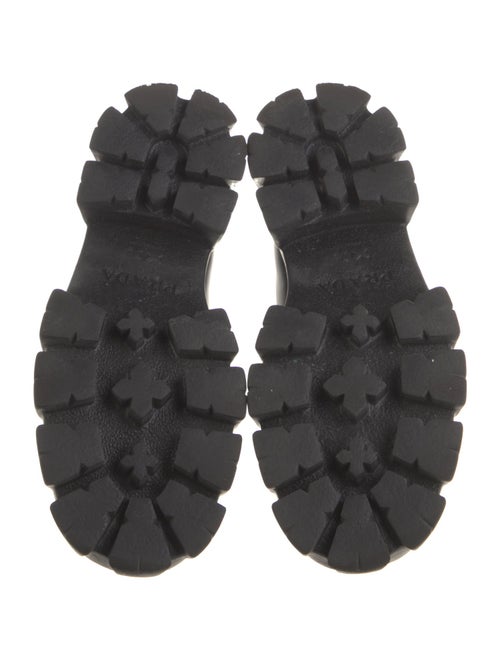 Prada Enameled Metal Triangle Leather Pumps