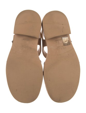 Prada Enameled Metal Triangle Rubber T-Strap Sandals