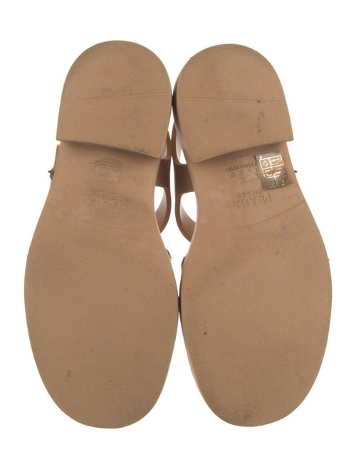 Prada Enameled Metal Triangle Rubber T-Strap Sandals
