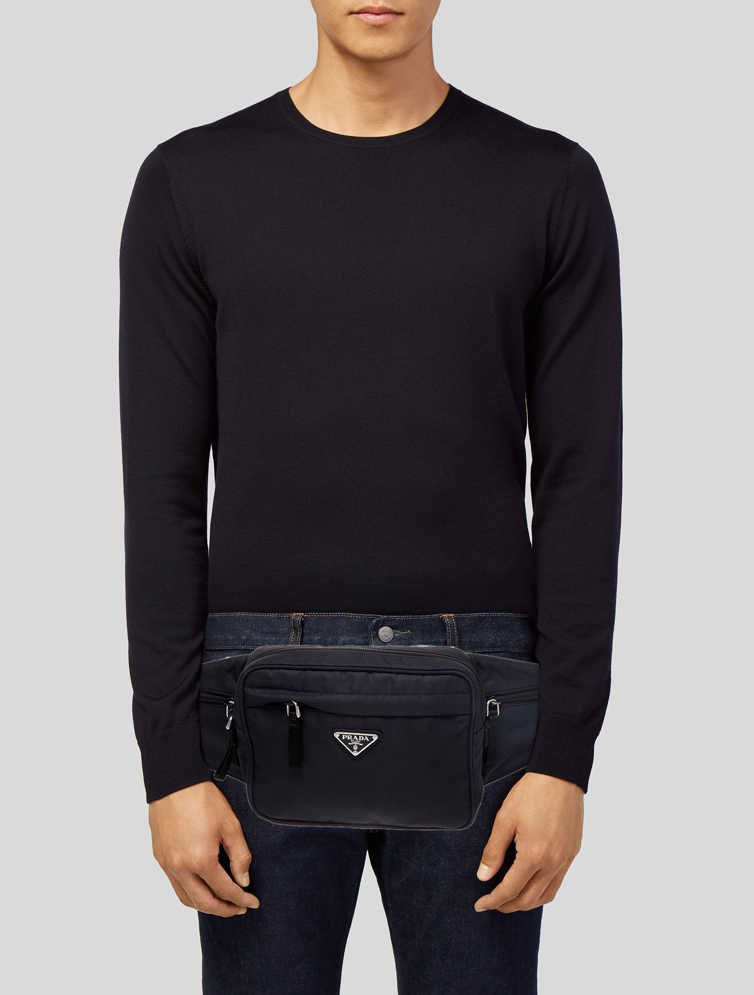 Prada Enameled Metal Triangle Belt Bag