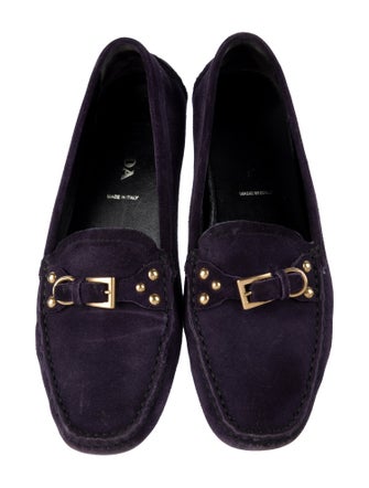 Prada Suede Studded Accents Loafers