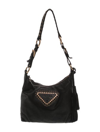 Prada Enameled Metal Triangle Shoulder Bag