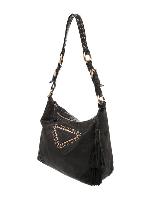 Prada Enameled Metal Triangle Shoulder Bag