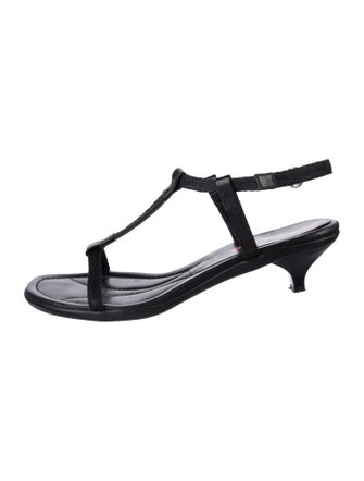 Prada Nylon T-Strap Sandals