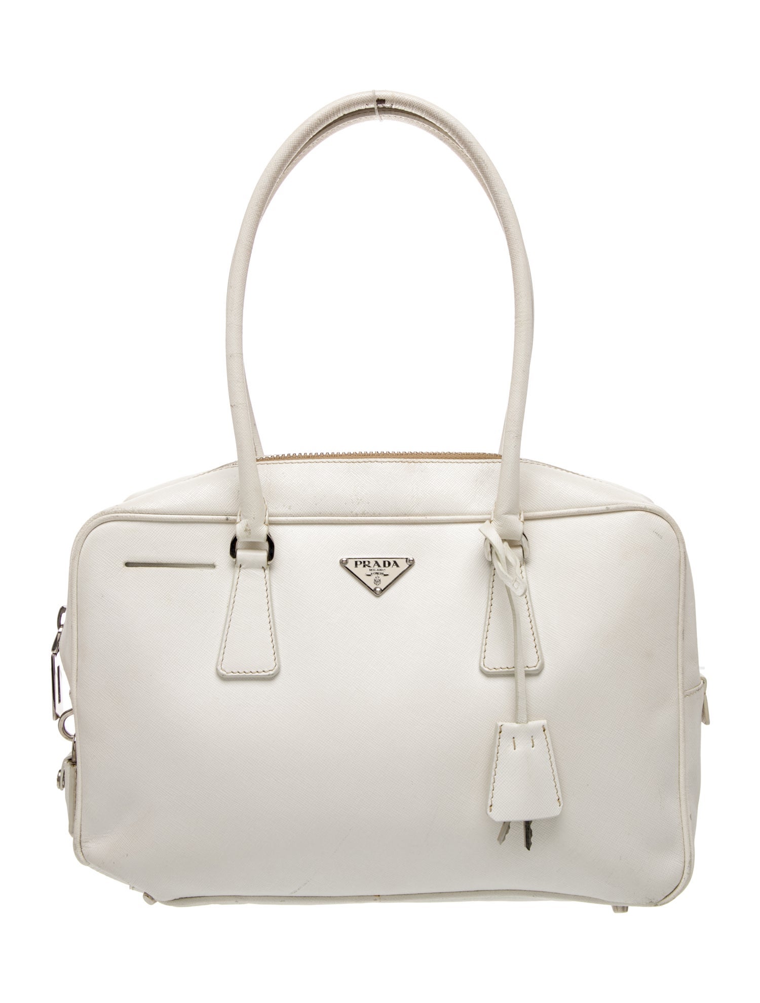 Prada Enameled Metal Triangle Bauletto