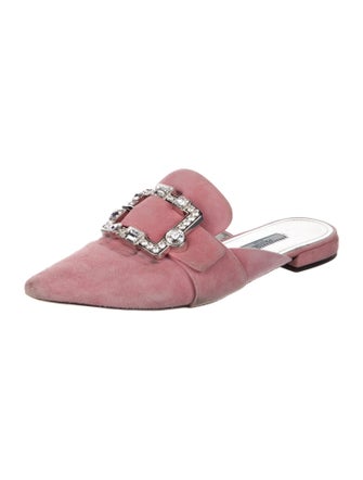 Prada Suede Crystal Embellishments Mules