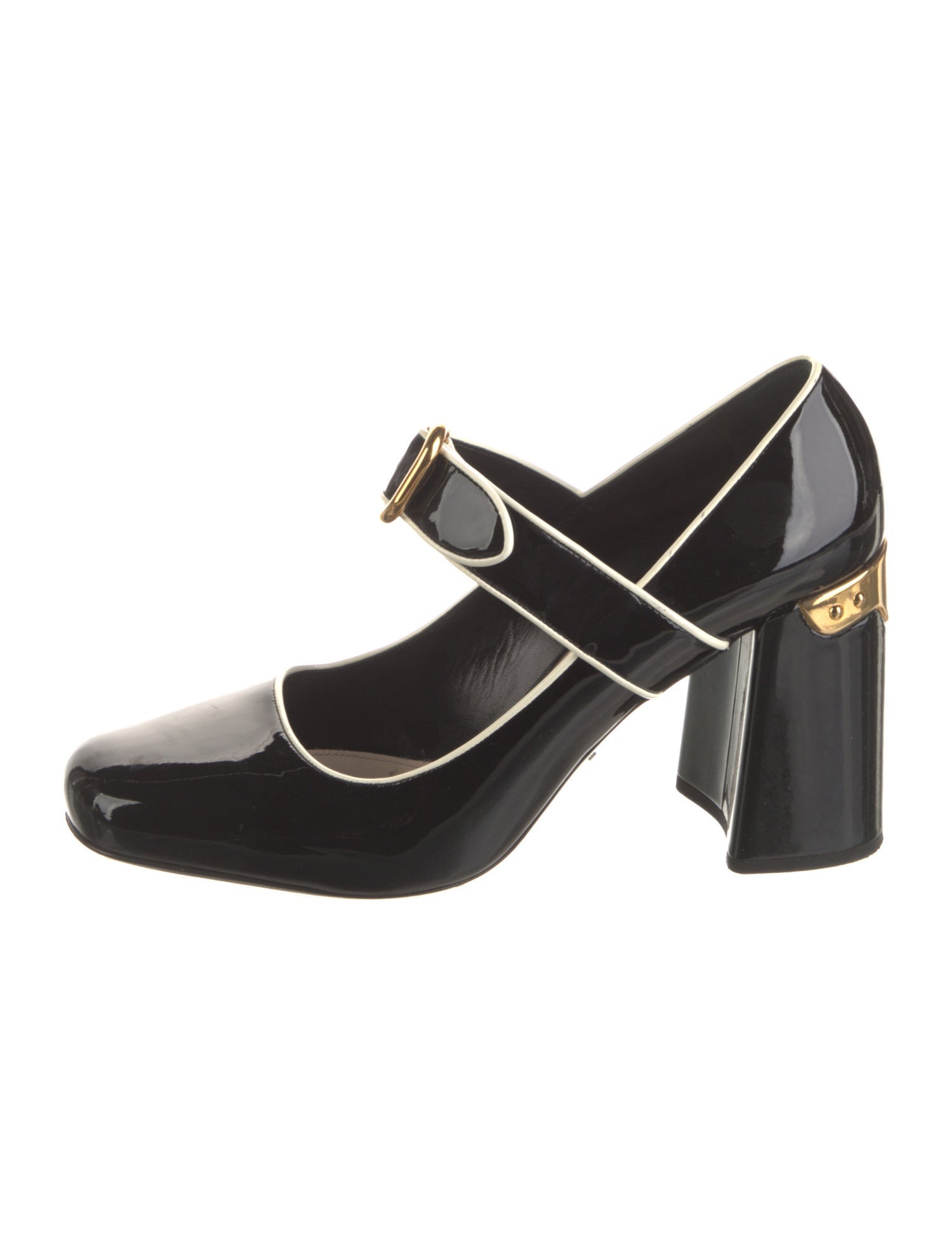 Prada Patent Leather Colorblock Pattern Pumps