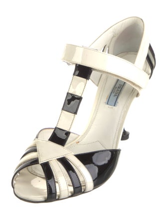 Prada Patent Leather Animal Print T-Strap Pumps
