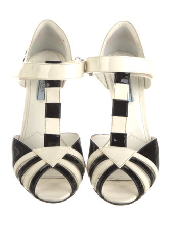 Prada Patent Leather Animal Print T-Strap Pumps