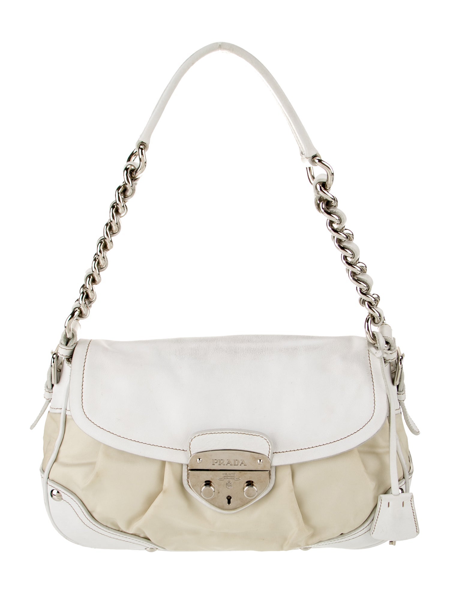 Prada Enameled Metal Triangle Shoulder Bag