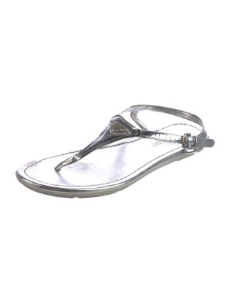 Prada Leather T-Strap Sandals