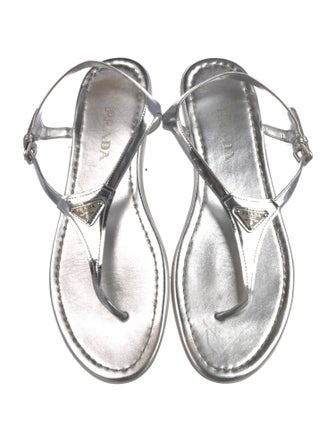 Prada Leather T-Strap Sandals