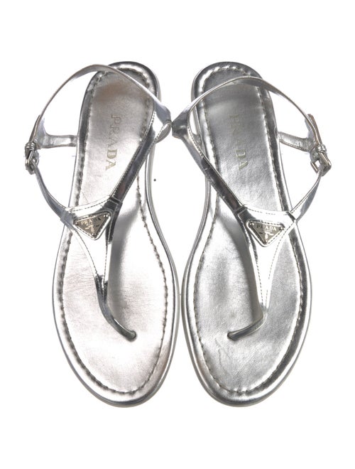 Prada Leather T-Strap Sandals
