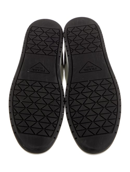 Prada Enameled Metal Triangle Leather Sneakers